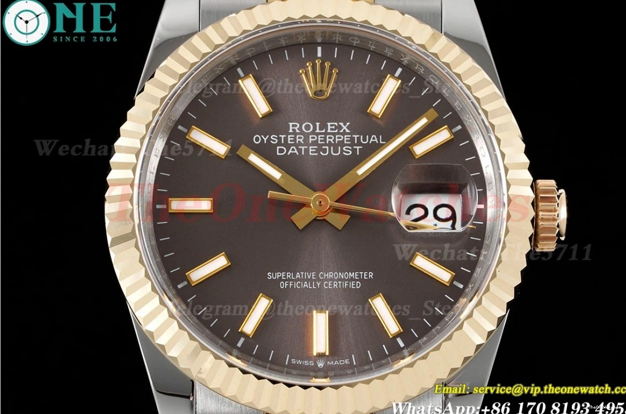 A2836 SS 126233 Brown 904L YG Stk Jub 36MM Datejust Wrapped GMF 1221